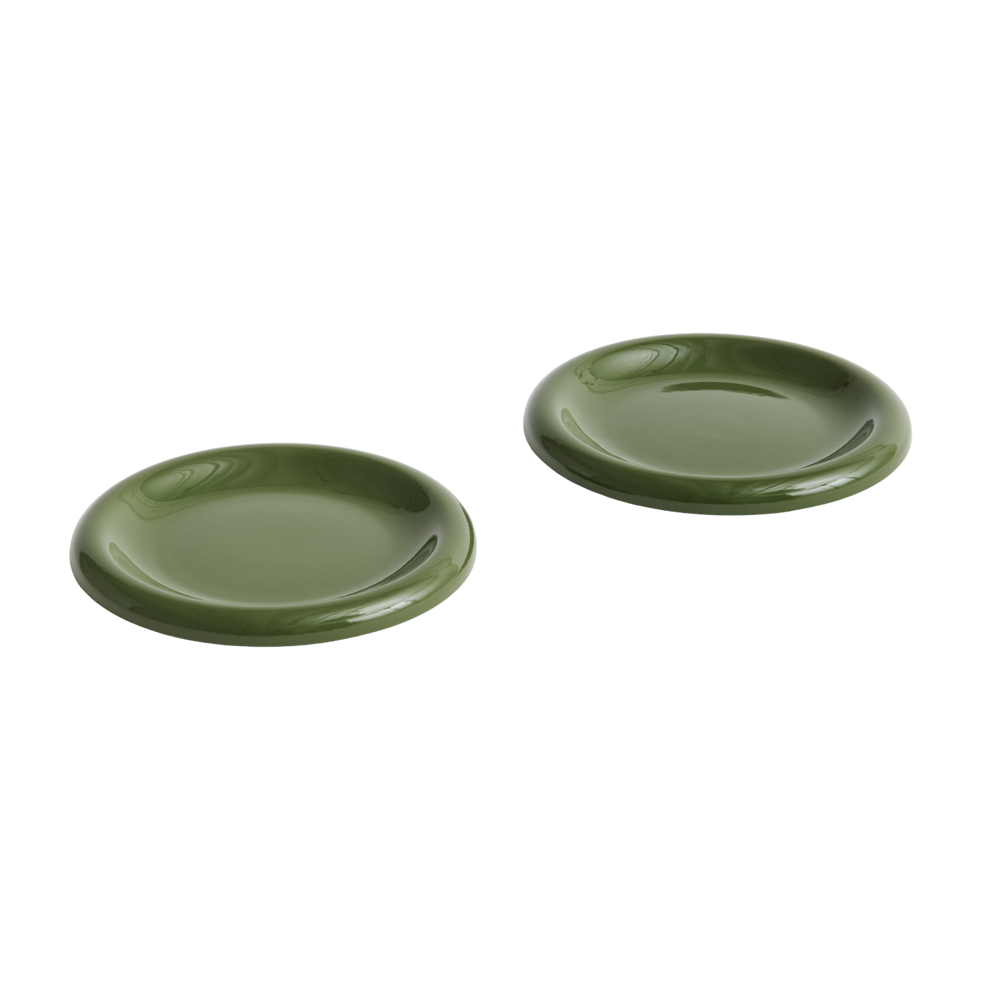 Ensemble of two 18 cm green terracotta plates Barro - Hay