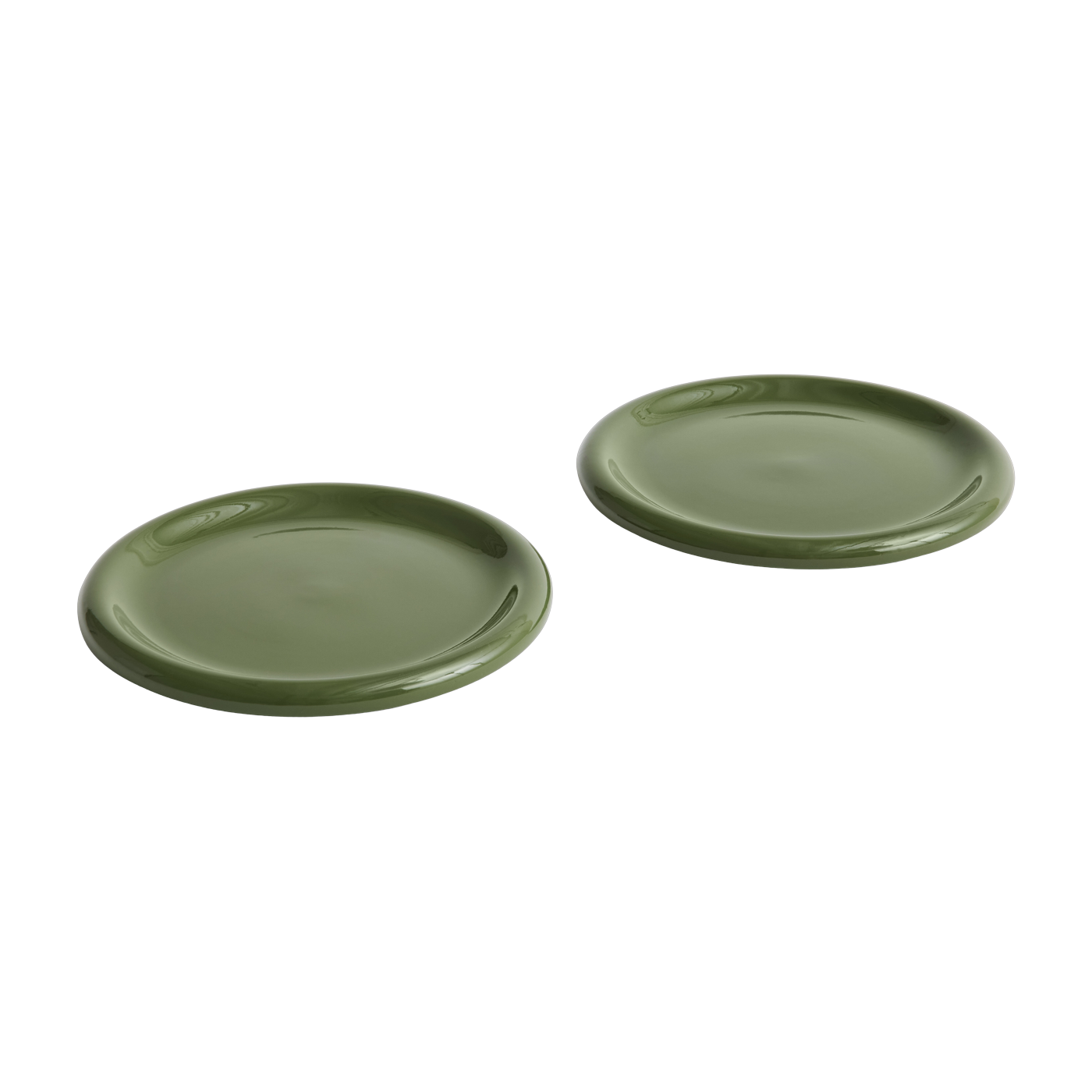 Ensemble of two 24 cm green terracotta plates Barro - Hay
