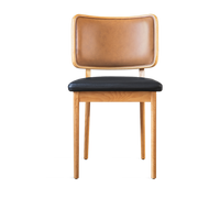 Chaise en chêne en cuir tabac et noir Tapissier - RED Edition