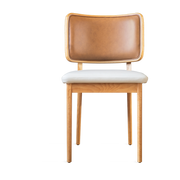 Chaise en chêne cuir tabac et vanille Tapissier - RED Edition