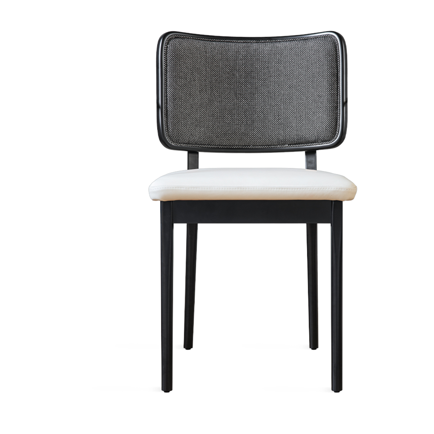 Silla de roble teñido de negro con tela de caviar y piel de vainilla Tapissier - RED Edition
