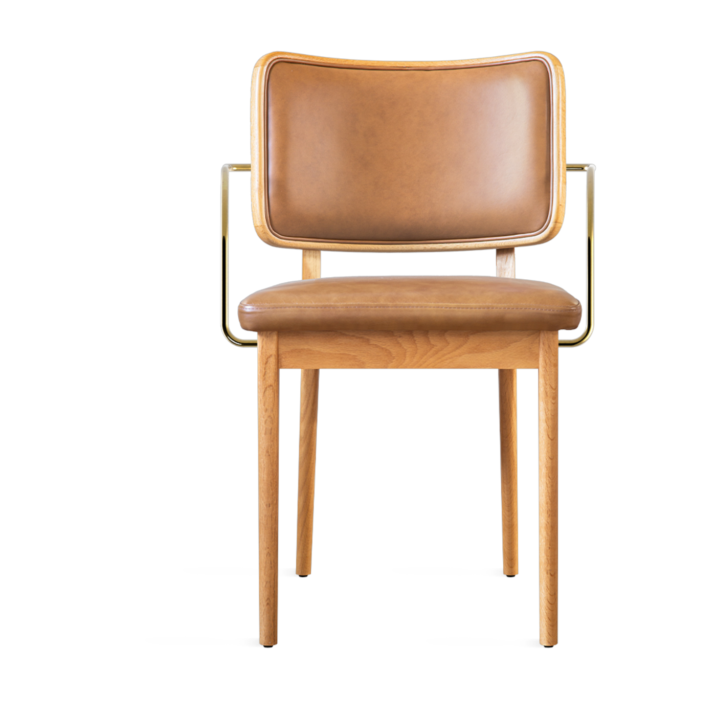 Silla de roble con reposabrazos de cuero tabaco Tapissier - RED Edition