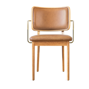 Chaise en chêne avec accoudoirs en cuir tabac Tapissier - RED Edition