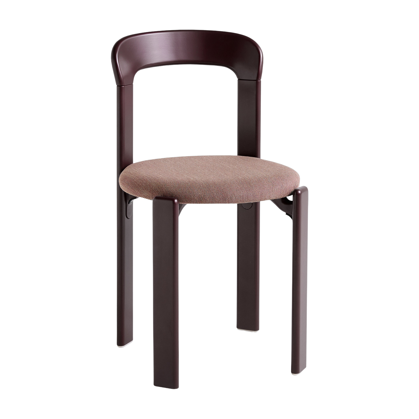 Sedia in faggio rivestita in rosso vinaccia Rey - Hay