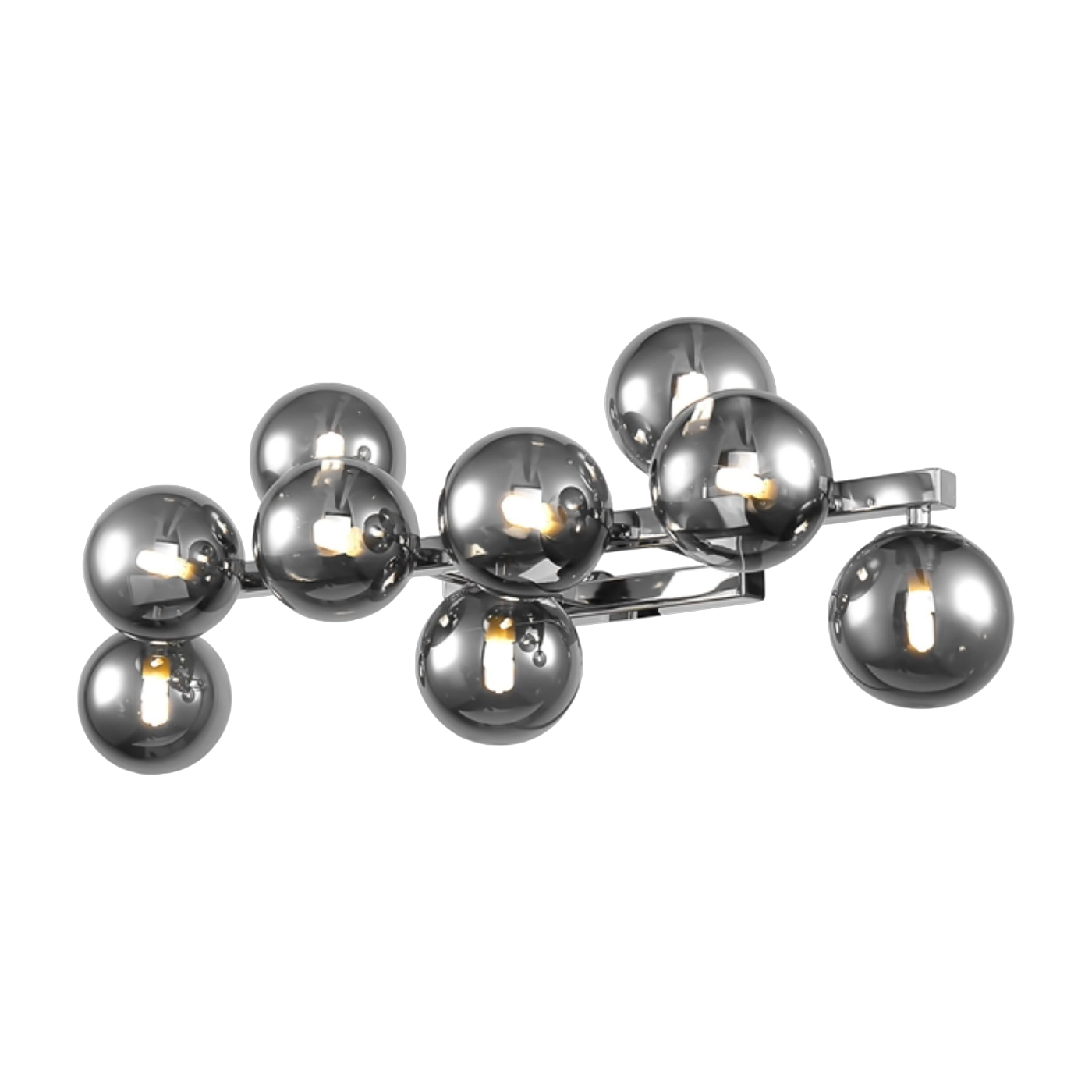 Chrome metal and glass wall light, 9 bulbs, 22 x 66 cm Dallas - Maytoni