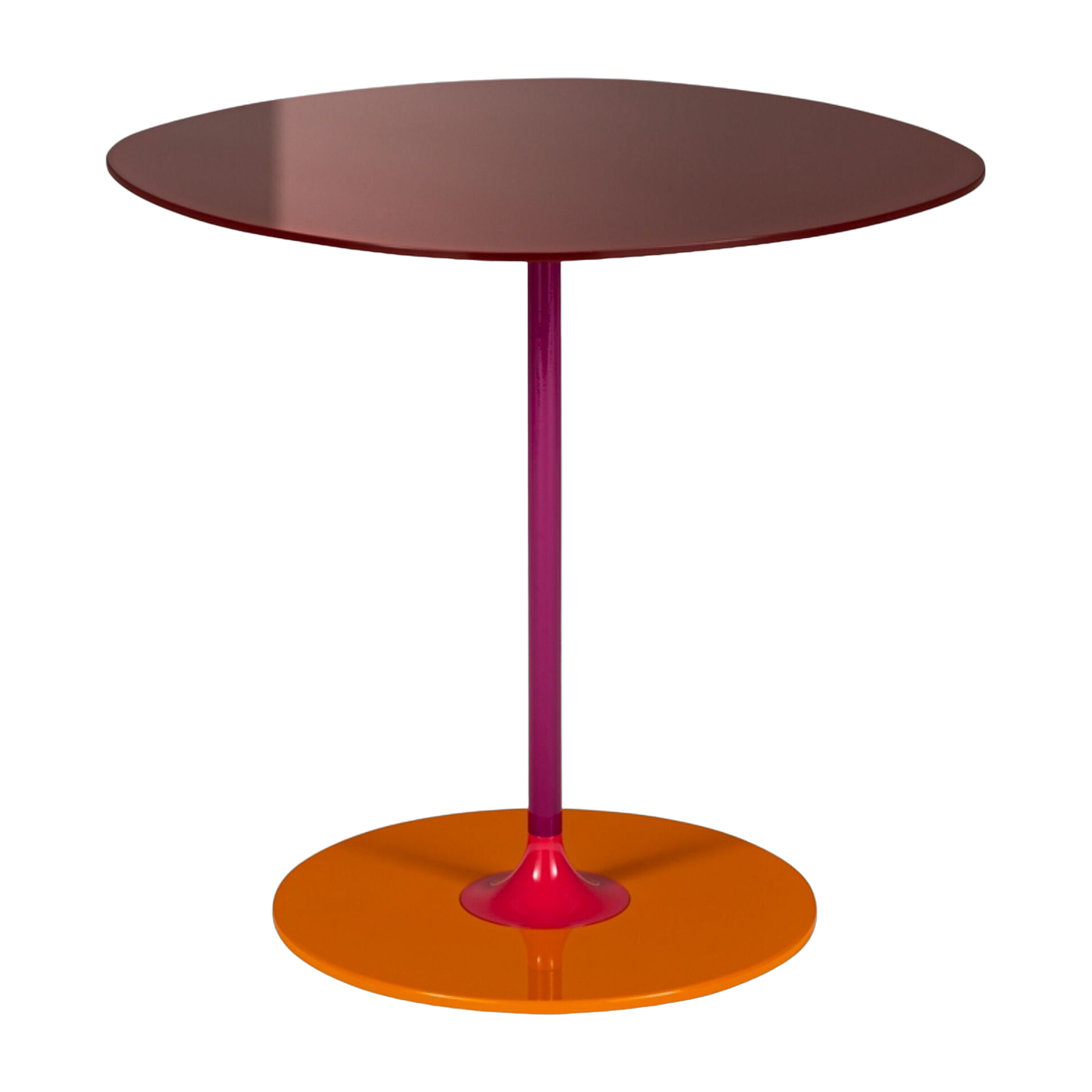 Table d'appoint ronde en acier et cristal bordeaux 45 cm Thierry - Kartell