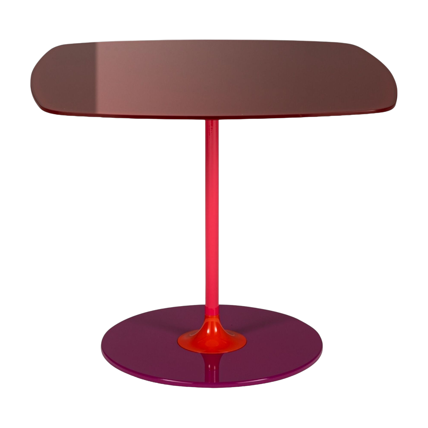 Table d'appoint carrée en acier et cristal bordeaux 50 cm Thierry - Kartell