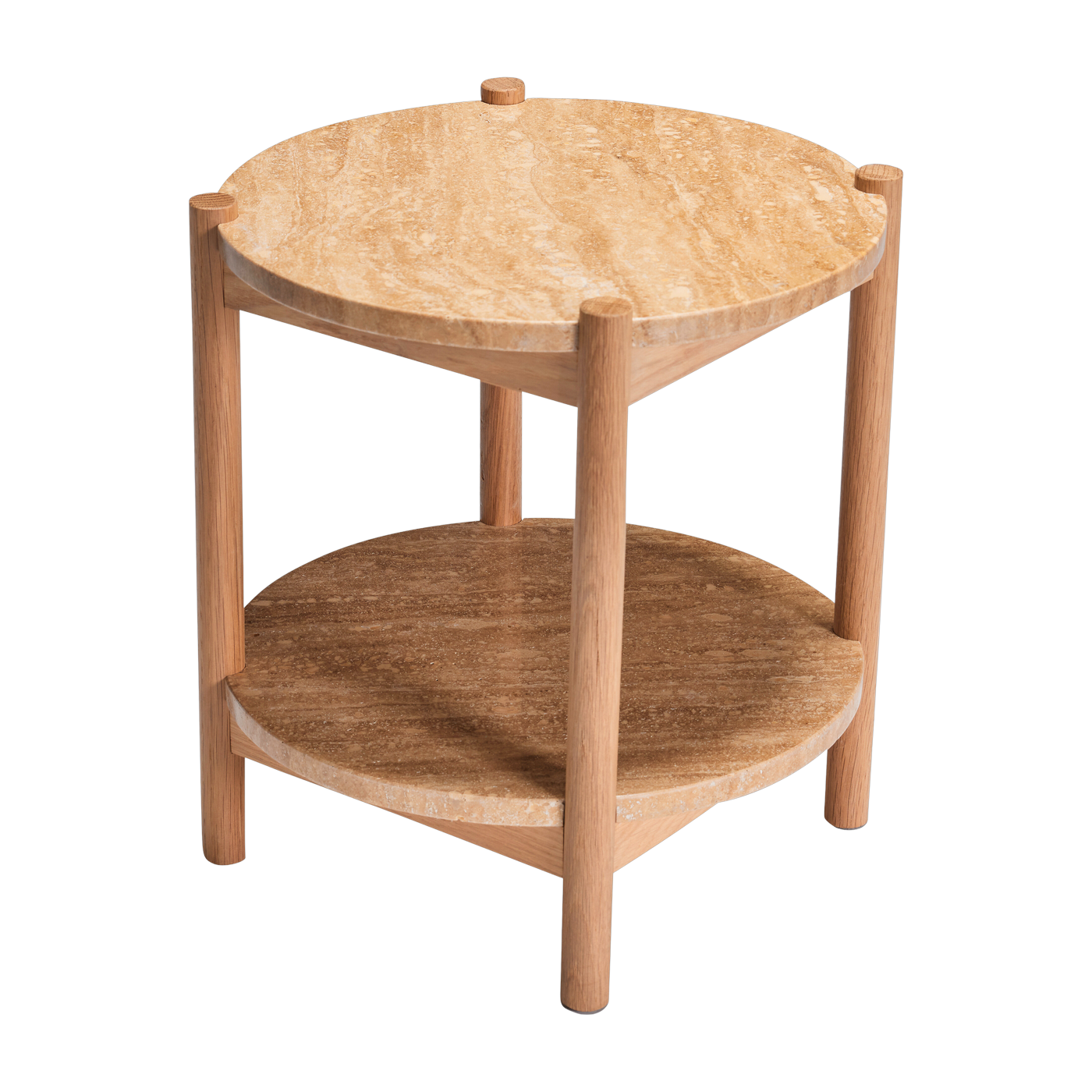 Table d'appoint en chêne et travertin Trava - Hübsch
