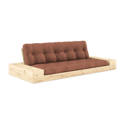 Sofá cama con almacenaje de pino y colchón marrón arcilla 244x110x72 cm Base - Karup Design