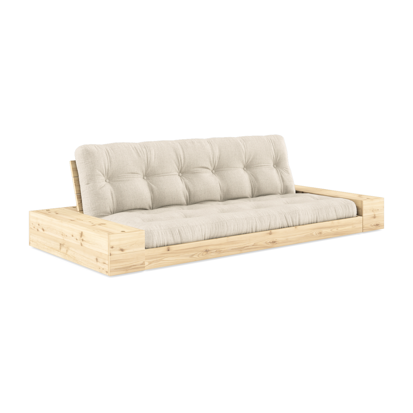 Convertible sofa with pine storage and linen mattress 244x110x72 cm Base - Karup Design