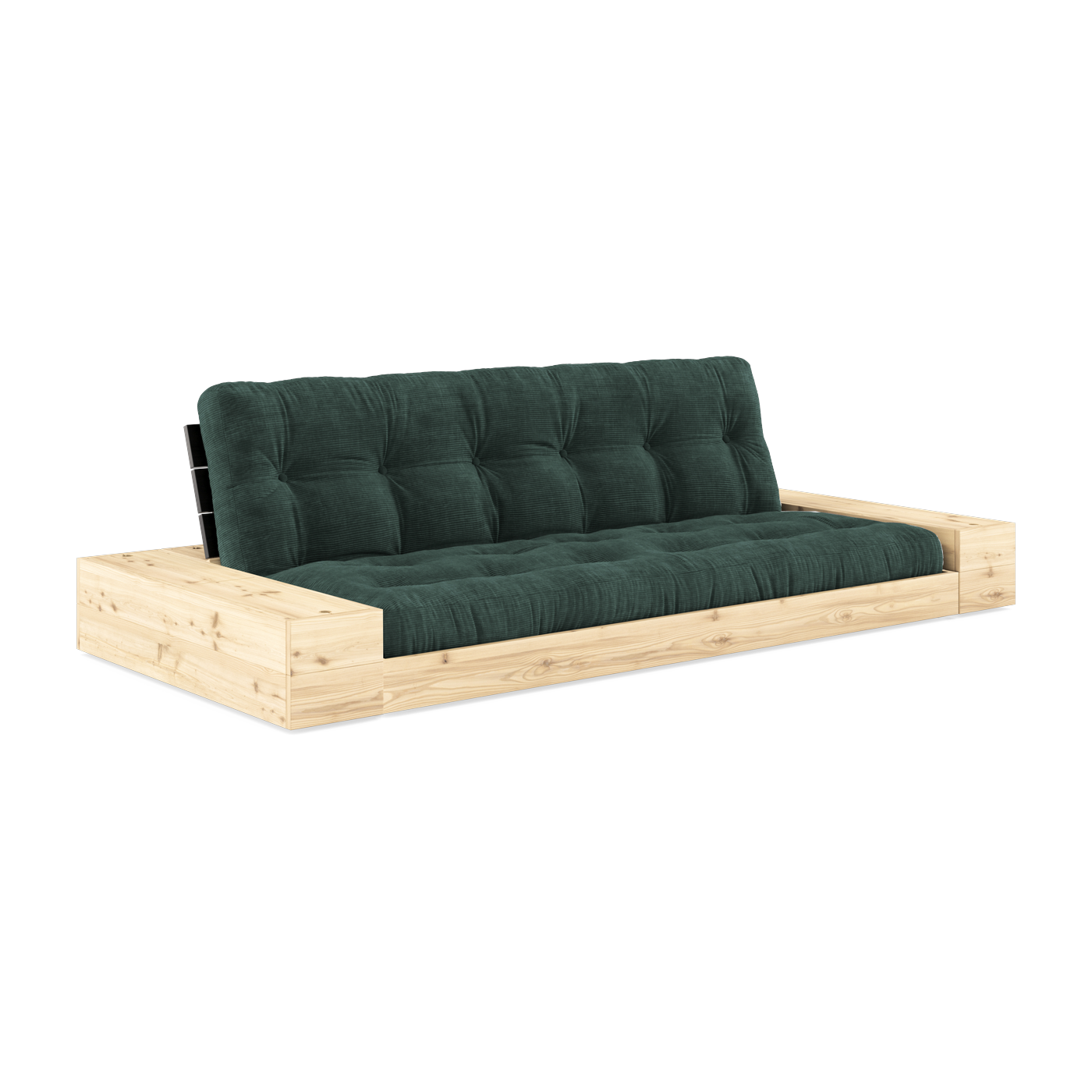 أريكة قابلة للتحويل مع تخزين من الصنوبر مع ظهر أسود وفرشة أعشاب بحرية Base - Karup Design