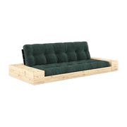 Sofá cama con almacenaje en pino con respaldo negro y colchón alga Base - Karup Design