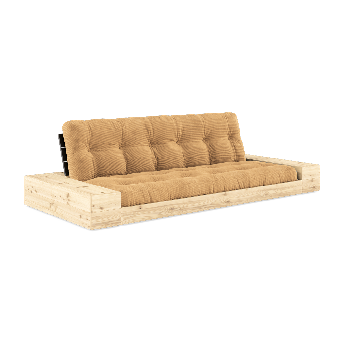 Schlafsofa Base mit Stauraum Kiefer schwarze Rückenlehne Matratze Karamell - Karup Design