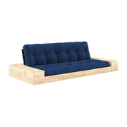 Sofá cama con almacenaje en pino con respaldo negro y colchón azul real Base - Karup Design