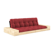 Convertible sofa with storage in pine with black back and ruby red mattress Base - Karup Design