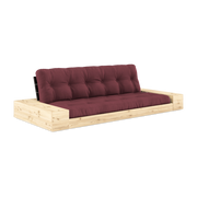 Canapé convertible avec rangement en pin dossier noir et matelas bordeaux Base - Karup Design