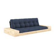 Canapé convertible avec rangement en pin dossier noir et matelas bleu marine Base - Karup Design