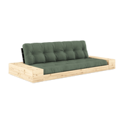 Divano trasformabile con contenitore in pino, schienale nero e materasso verde oliva Base - Karup Design