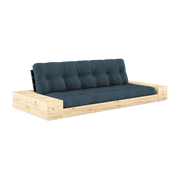 Divano trasformabile con contenitore in pino con schienale nero e materasso blu petrolio Base - Karup Design