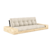 Sofá cama con almacenaje de pino con respaldo negro y colchón de lino Base - Karup Design