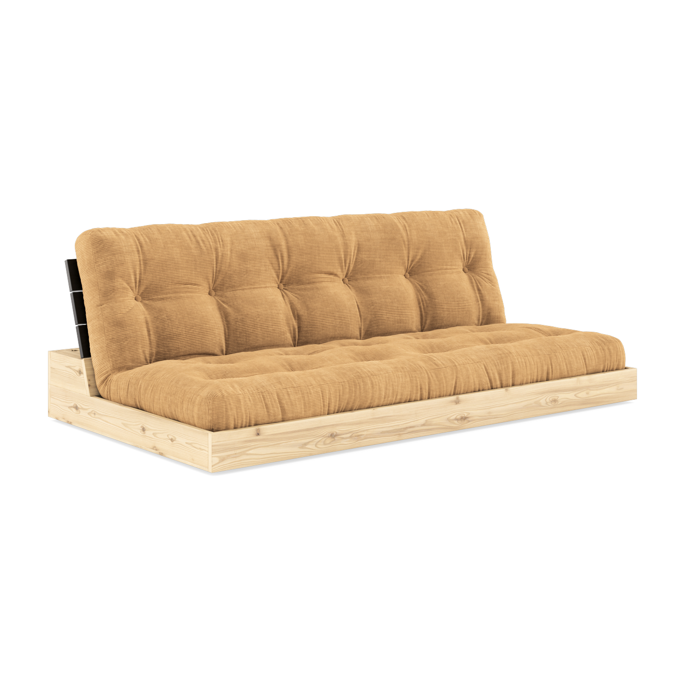 Convertible sofa in lacquered pine with black back and caramel mattress 196x110x72 cm Base - Karup Design