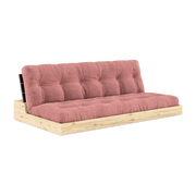 Convertible sofa in lacquered pine with black back and sorbet pink mattress 196x110x72cm Base - Karup Design