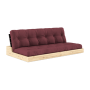 Sofá cama en pino laqueado con respaldo negro y colchón burdeos 196x110x72 cm Base - Karup Design