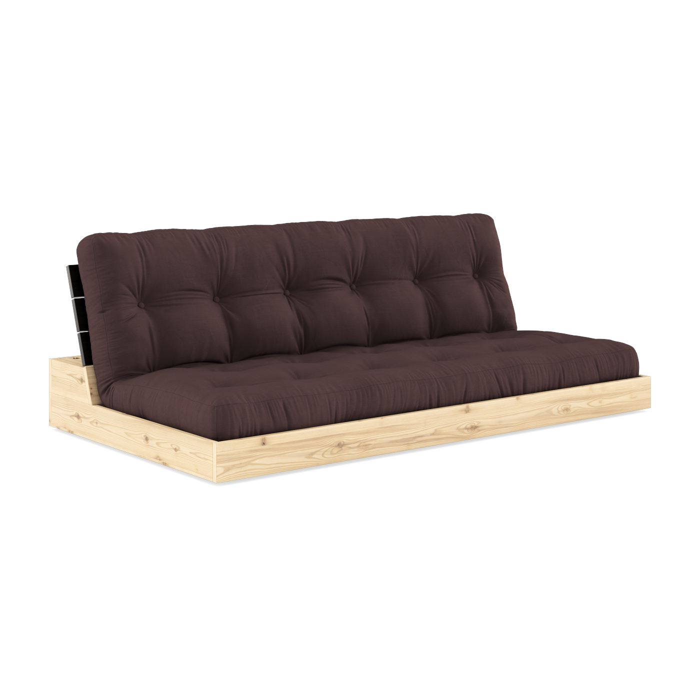 Convertible sofa in lacquered pine with black back and brown mattress 196x110x72 cm Base - Karup Design