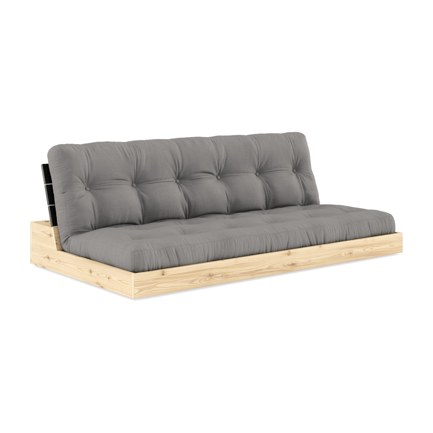 Convertible sofa in lacquered pine with black back and grey mattress 196x110x72 cm Base - Karup Design