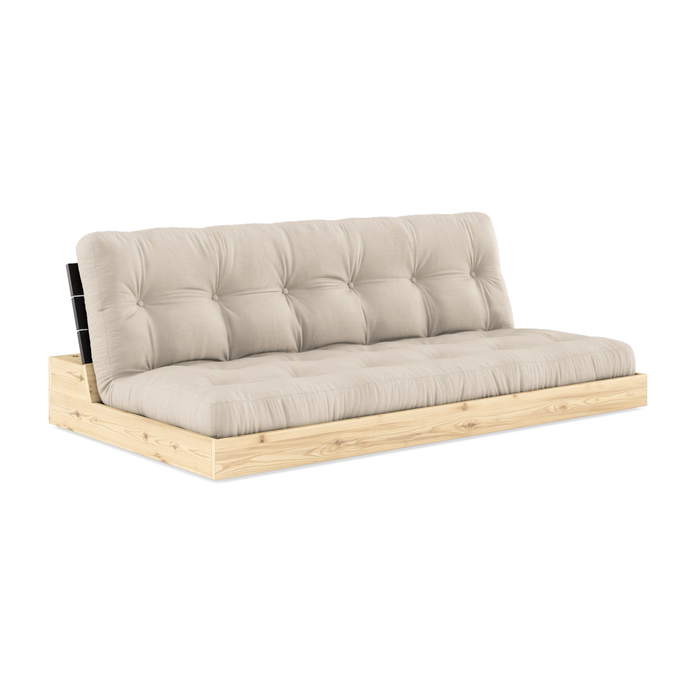 Convertible sofa in lacquered pine with black back and beige mattress 196x110x72 cm Base - Karup Design