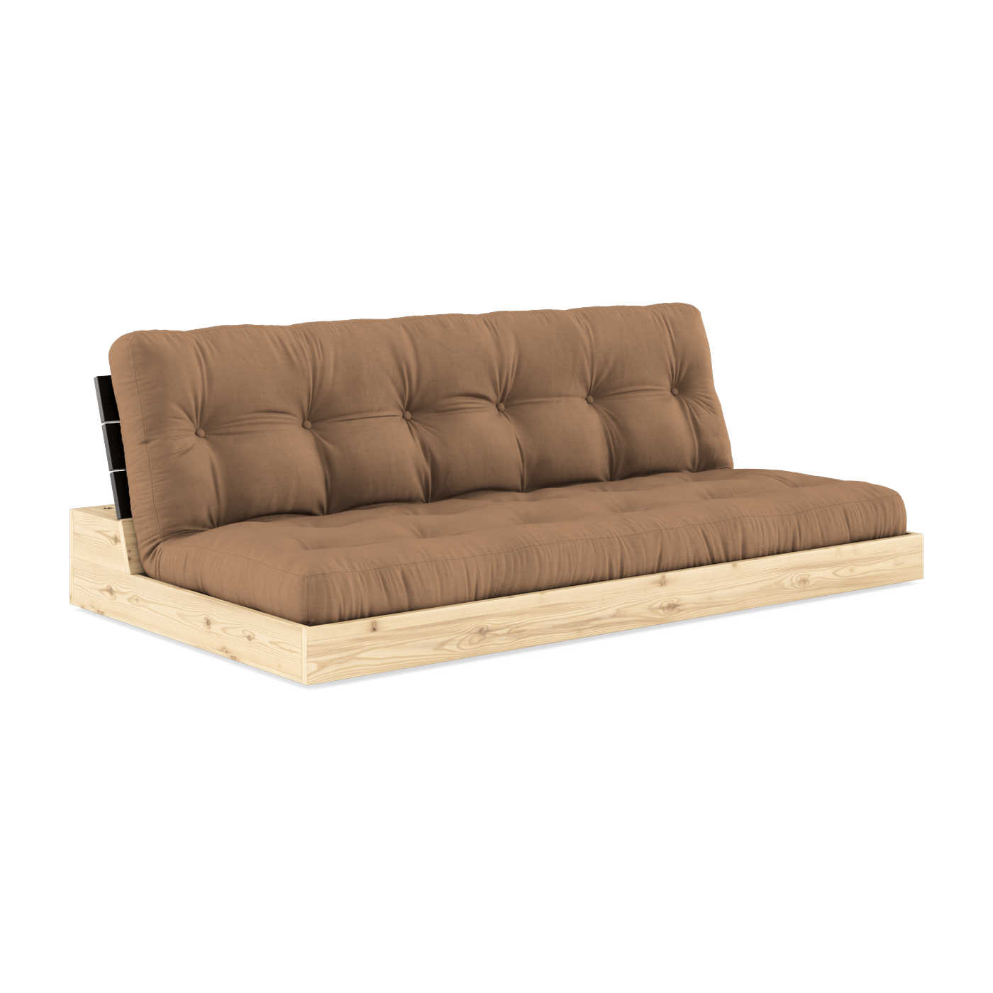 Convertible sofa in lacquered pine with black back and mocca mattress 196x110x72 cm Base - Karup Design