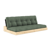 Canapé convertible en pin laqué dossier noir et matelas vert olive 196x110x72 cm Base - Karup Design