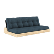 Convertible sofa in lacquered pine with black back and bluepetrole mattress 196x110x72cm Base - Karup Design