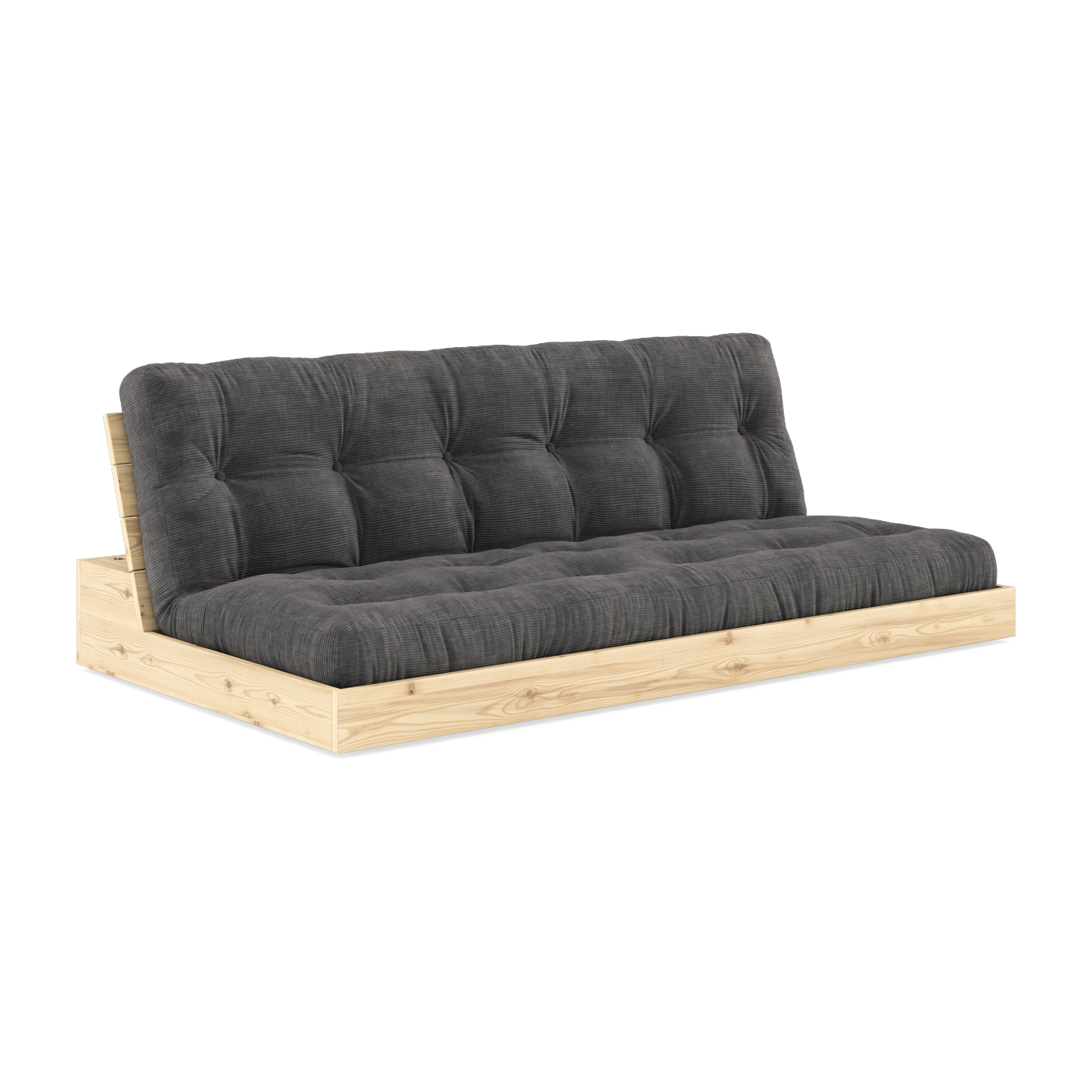 Convertible sofa in natural lacquered pine with anthracite mattress 196x110x72 cm Base - Karup Design