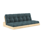 Convertible sofa in natural lacquered pine with paleblue mattress 196x110x72 cm Base - Karup Design