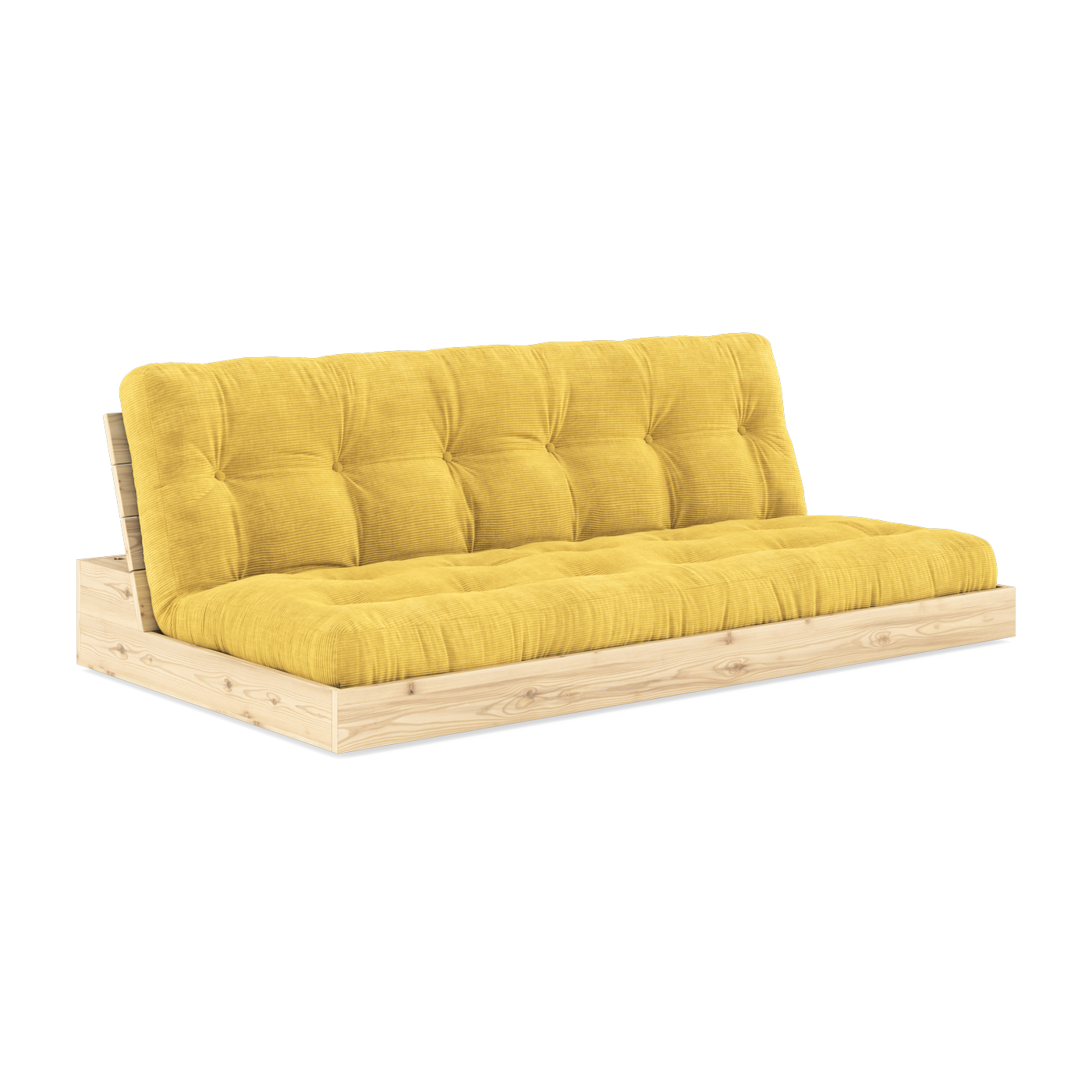 Convertible sofa in natural lacquered pine with honey-colored mattress 196x110x72 cm Base - Karup Design