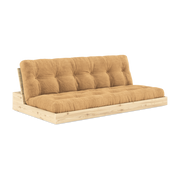 Canapé convertible en pin naturel laqué et matelas caramel 196x110x72 cm Base - Karup Design