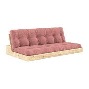 Convertible sofa in natural lacquered pine with sorbet pink mattress 196x110x72 cm Base - Karup Design