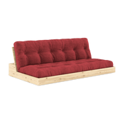 Convertible sofa in natural lacquered pine with ruby-red mattress 196x110x72 cm Base - Karup Design