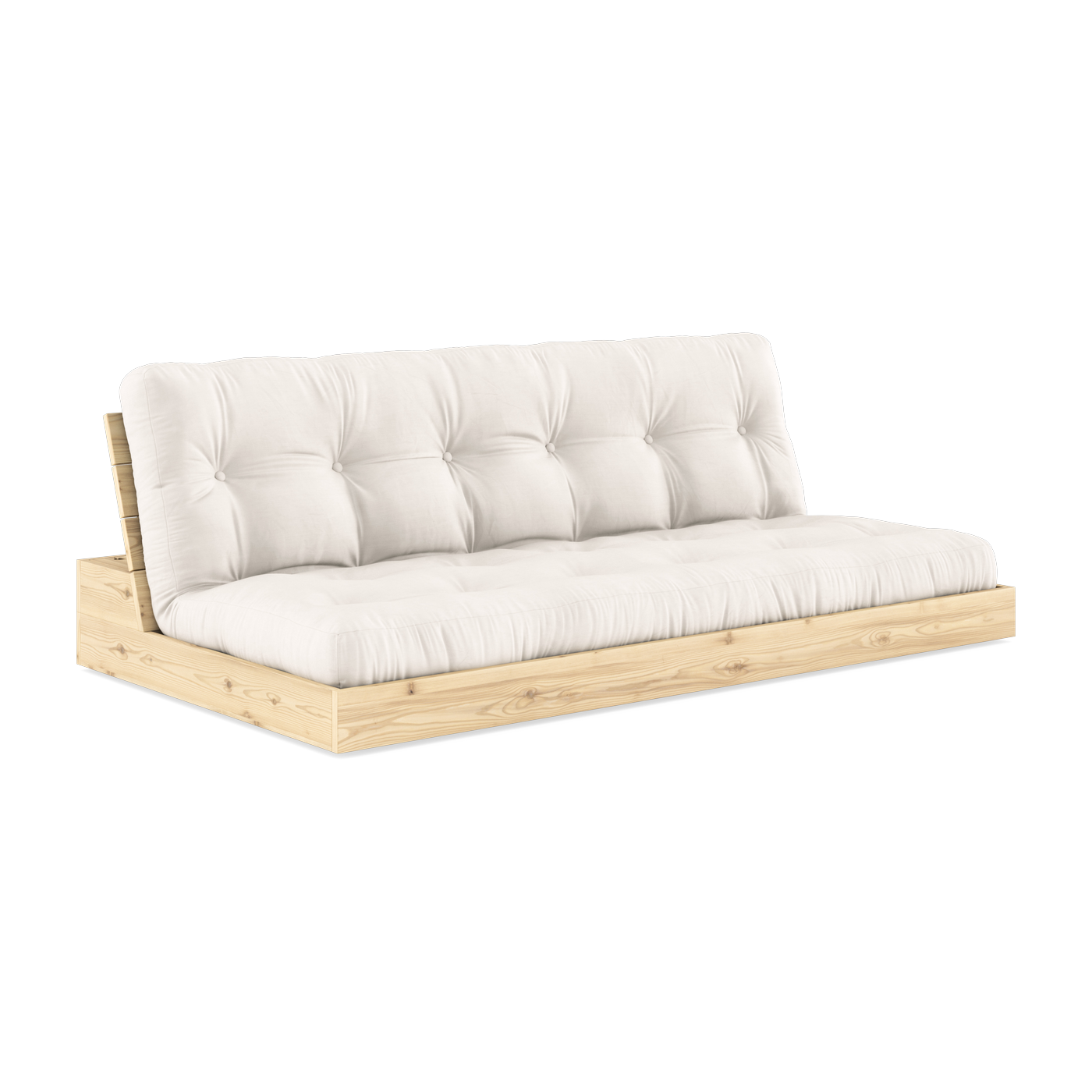 Convertible sofa in natural lacquered pine with natural mattress 196x110x72 cm Base - Karup Design