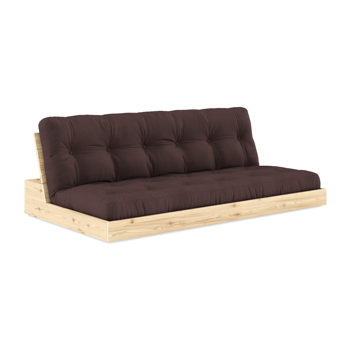 Convertible sofa in natural lacquered pine with brown mattress 196x110x72 cm Base - Karup Design
