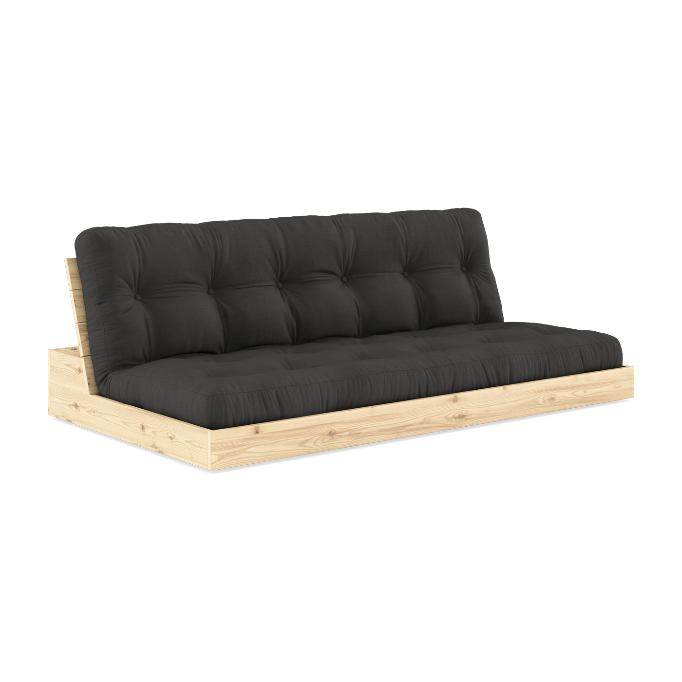 Convertible sofa in natural lacquered pine with dark gray mattress 196x110x72 cm Base - Karup Design
