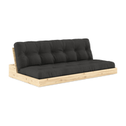 Convertible sofa in natural lacquered pine with dark gray mattress 196x110x72 cm Base - Karup Design