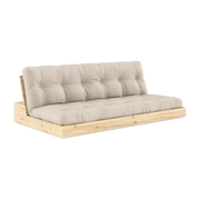 Canapé convertible en pin naturel laqué et matelas beige 196x110x72 cm Base - Karup Design