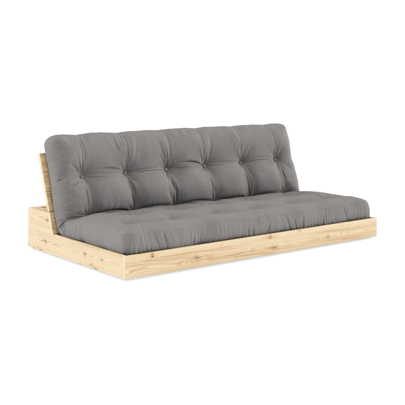Convertible sofa in natural lacquered pine with grey mattress 196x110x72 cm Base - Karup Design