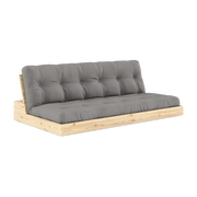 Sofá cama de pino natural laqueado con colchón gris 196x110x72 cm Base - Karup Design