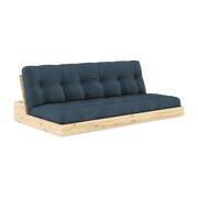 Convertible sofa in natural lacquered pine with petrol blue mattress 196x110x72 cm Base - Karup Design