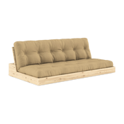 Convertible sofa in natural lacquered pine with beige wheat mattress 196x110x72 cm Base - Karup Design