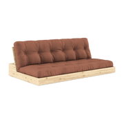 Canapé convertible en pin naturel laqué et matelas argile brun 196x110x72 cm Base - Karup Design