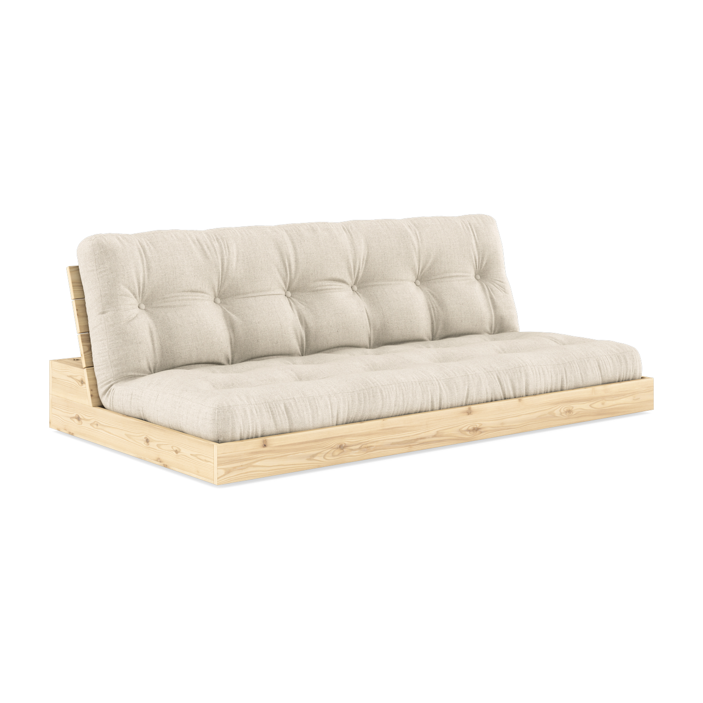 Convertible sofa in natural lacquered pine with linen mattress 196x110x72 cm Base - Karup Design